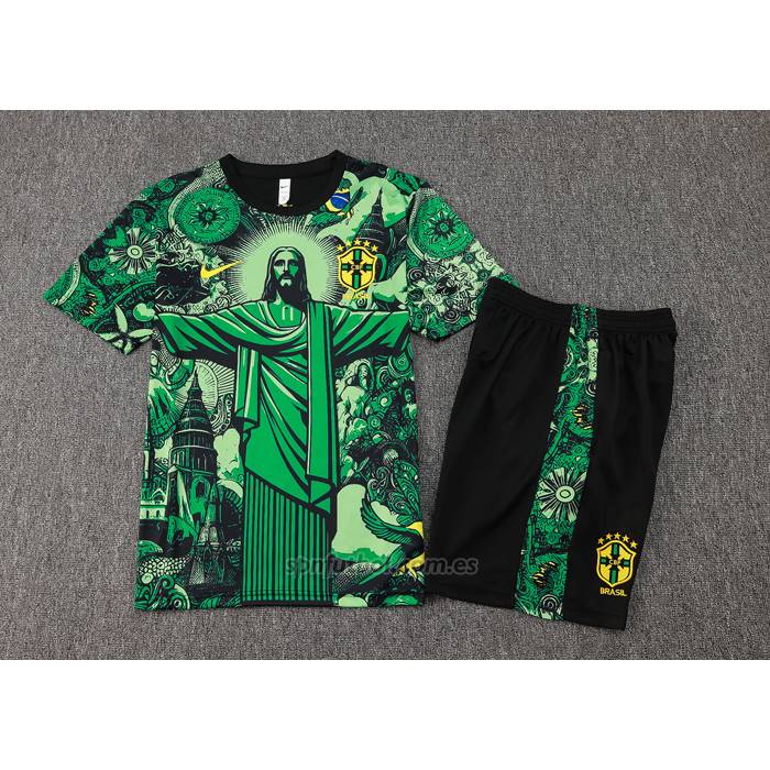 Chandal del Brasil Jesus Manga Corta 2024-2025 Verde - Pantalon Corto